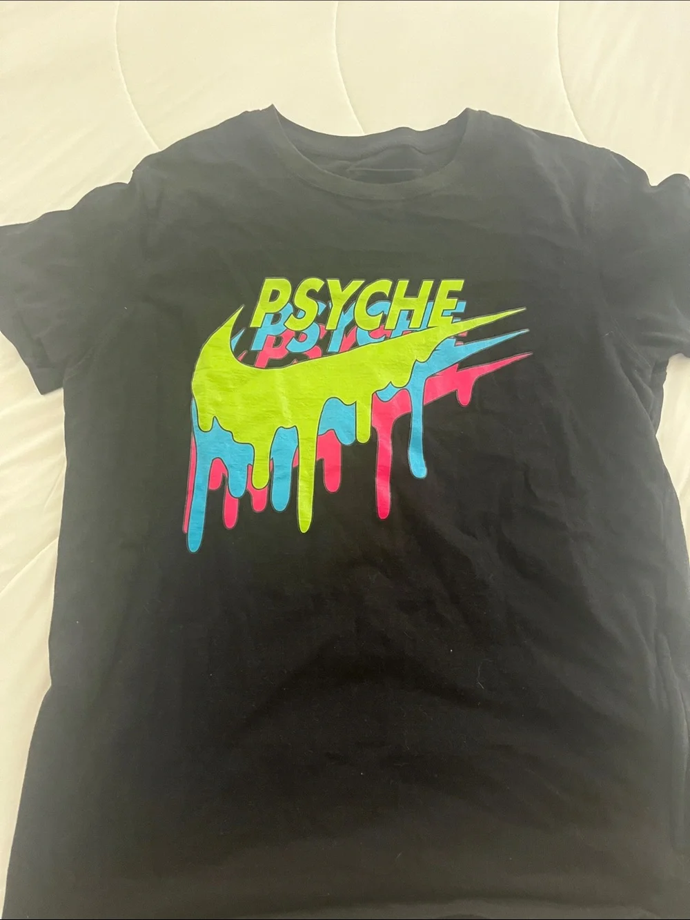 Nike Black Graphic Tee with Neon Drip Design